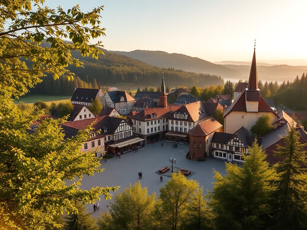 Widok na Karpacz z górą Śnieżka w tle podczas wiosennego okresu wielkanocnego