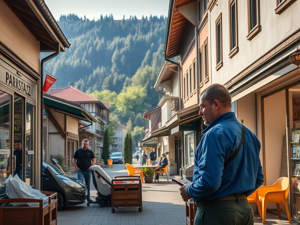 Grafika przedstawiająca nowoczesną lokomotywę wodorową na tle górskiego krajobrazu Karpacza, symbolizującą ofertę pracy.